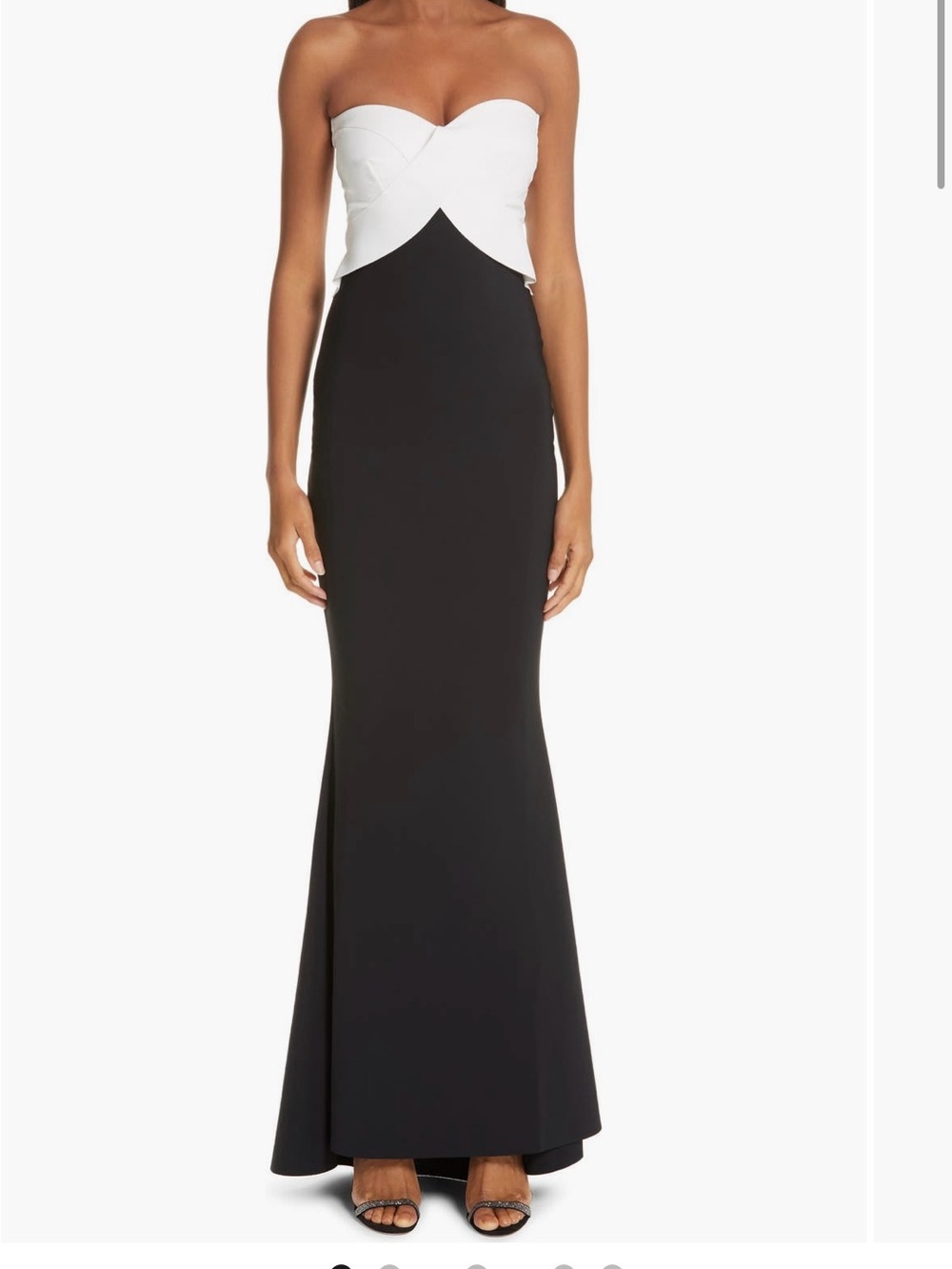 Chiara Boni Strapless Black and White Mermaid Gown